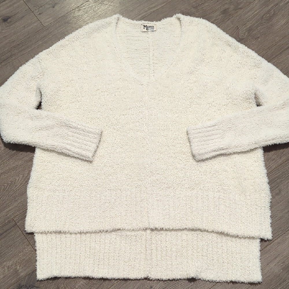 Show Me Your Mumu Hug Me High Low Fuzzy V-neck Sweater